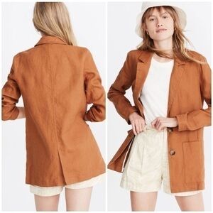 💋Madewell linen orange caramel blazer